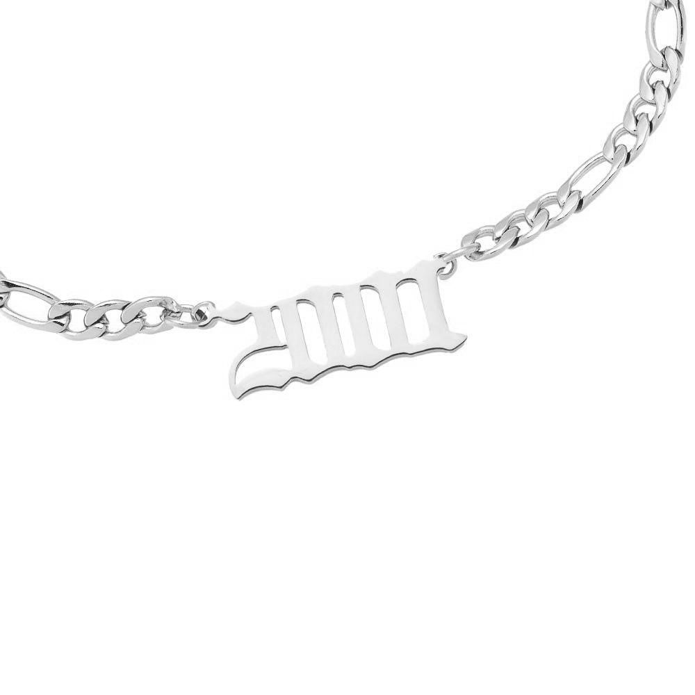 Jahreszahl Armband silber 2001 wasserfest Chirurgenstahl