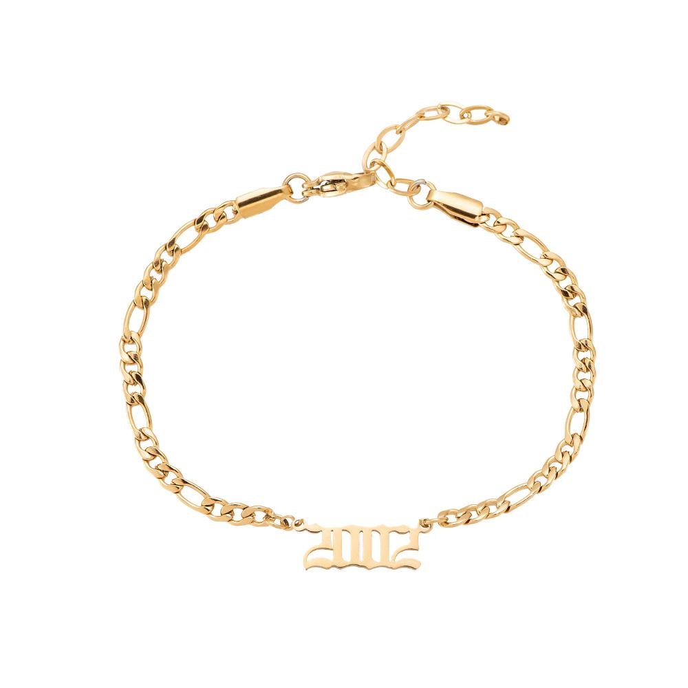 Armband mit Jahreszahl gold 2012 Chirurgenstahl 14K vergoldet