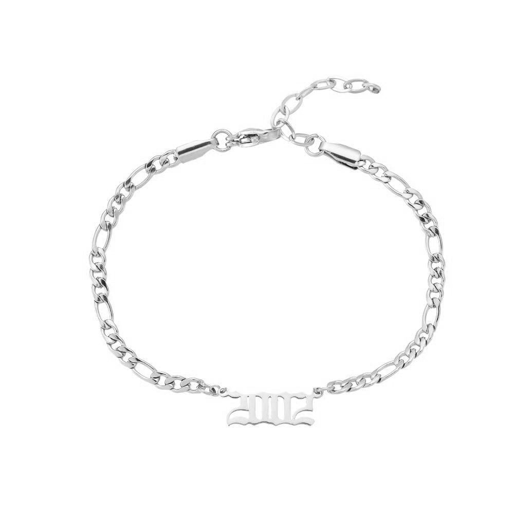 Jahreszahl Gothic Armband | 14K vergoldet