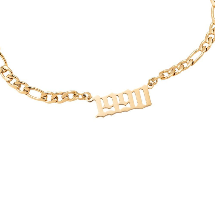 Jahreszahl Armband gold Chirurgenstahl 14K vergoldet Jahrgang 1990