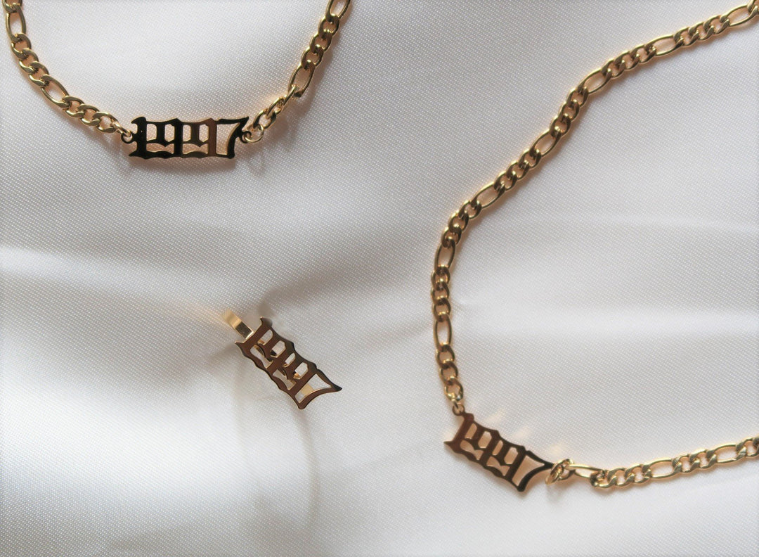 Jahreszahl Schmuck gold 1997 wasserfest 14K vergoldet Chirurgenstahl