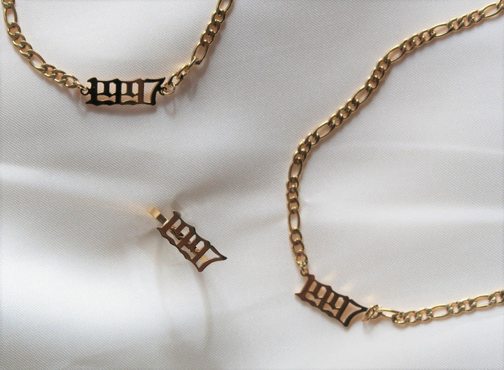 Jahreszahl Schmuck gold 1997 wasserfest 14K vergoldet Chirurgenstahl