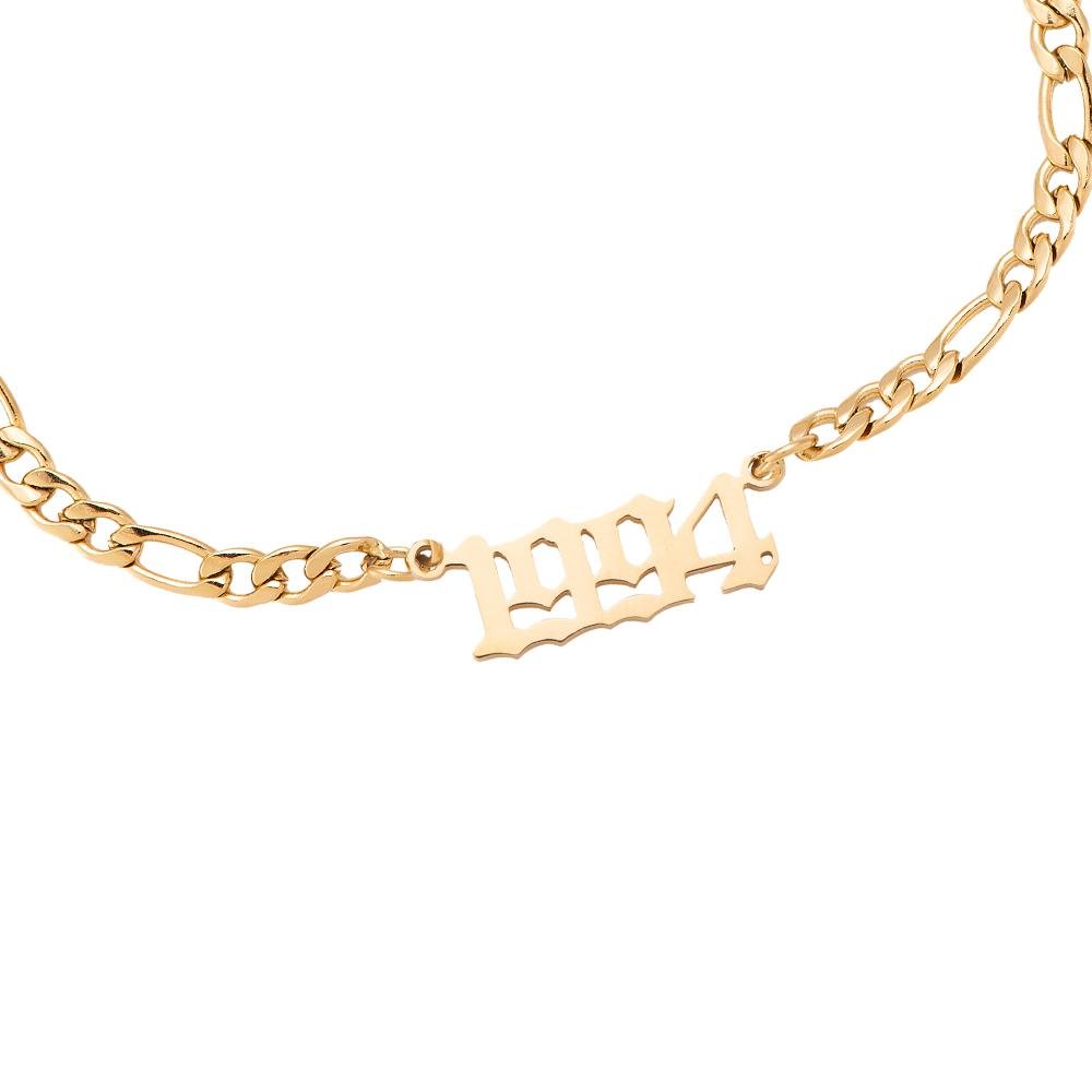 Jahreszahl Armband gold 1994 Chirurgenstahl 14K vergoldet wasserfest