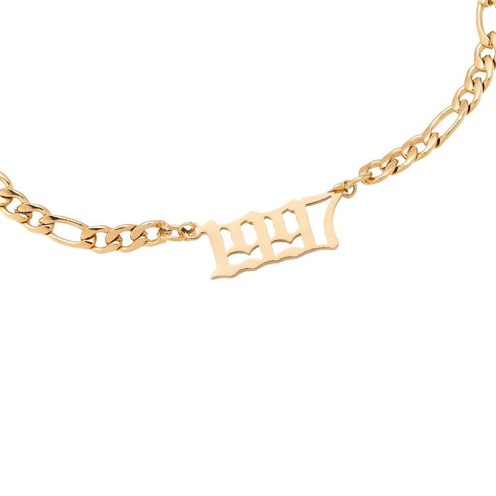 Jahreszahl Armband gold 1997 Chirurgenstahl 14K vergoldet