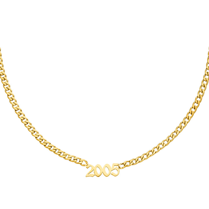 Jahreszahl Kette gold 2005 Edelstahl 18K vergoldet wasserfest