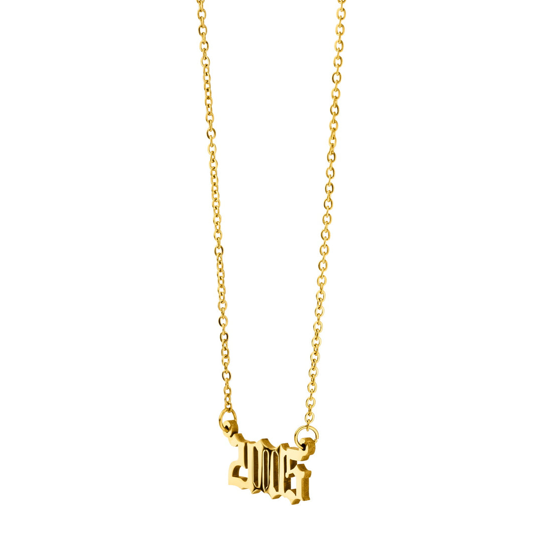 Kette mit Gothic Jahreszahl 18 Karat vergoldet