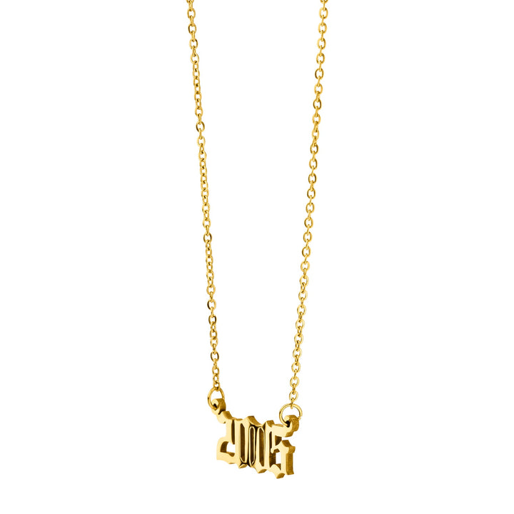 Kette mit Gothic Jahreszahl 18 Karat vergoldet