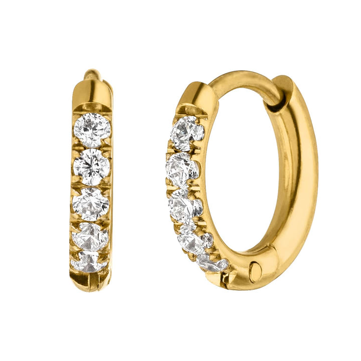 Wasserfeste Ohrringe 8mm vergoldet Edelstahl Zirkonia