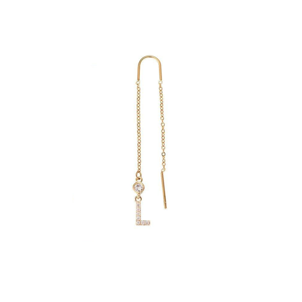 Buchstaben Spaghetti Ohrringe mit einzelnem Buchstabenanhänger gold