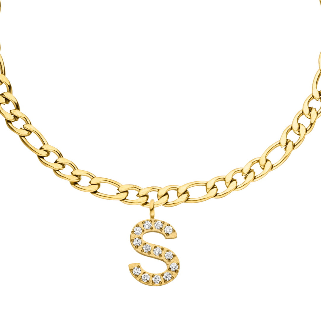 Individuelles Armband mit einzelnem Buchstaben S gold
