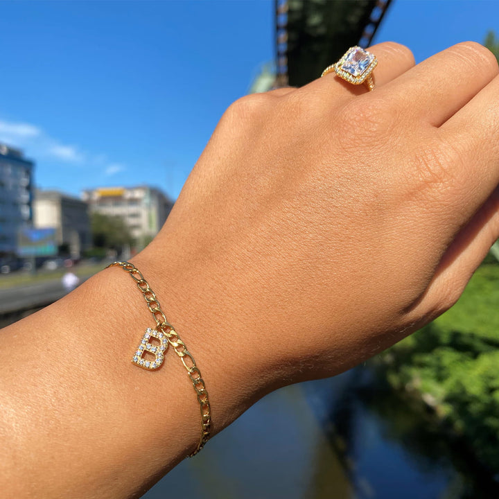 Buchstaben Armband 18K vergoldet wasserfest Frauen personalisiert