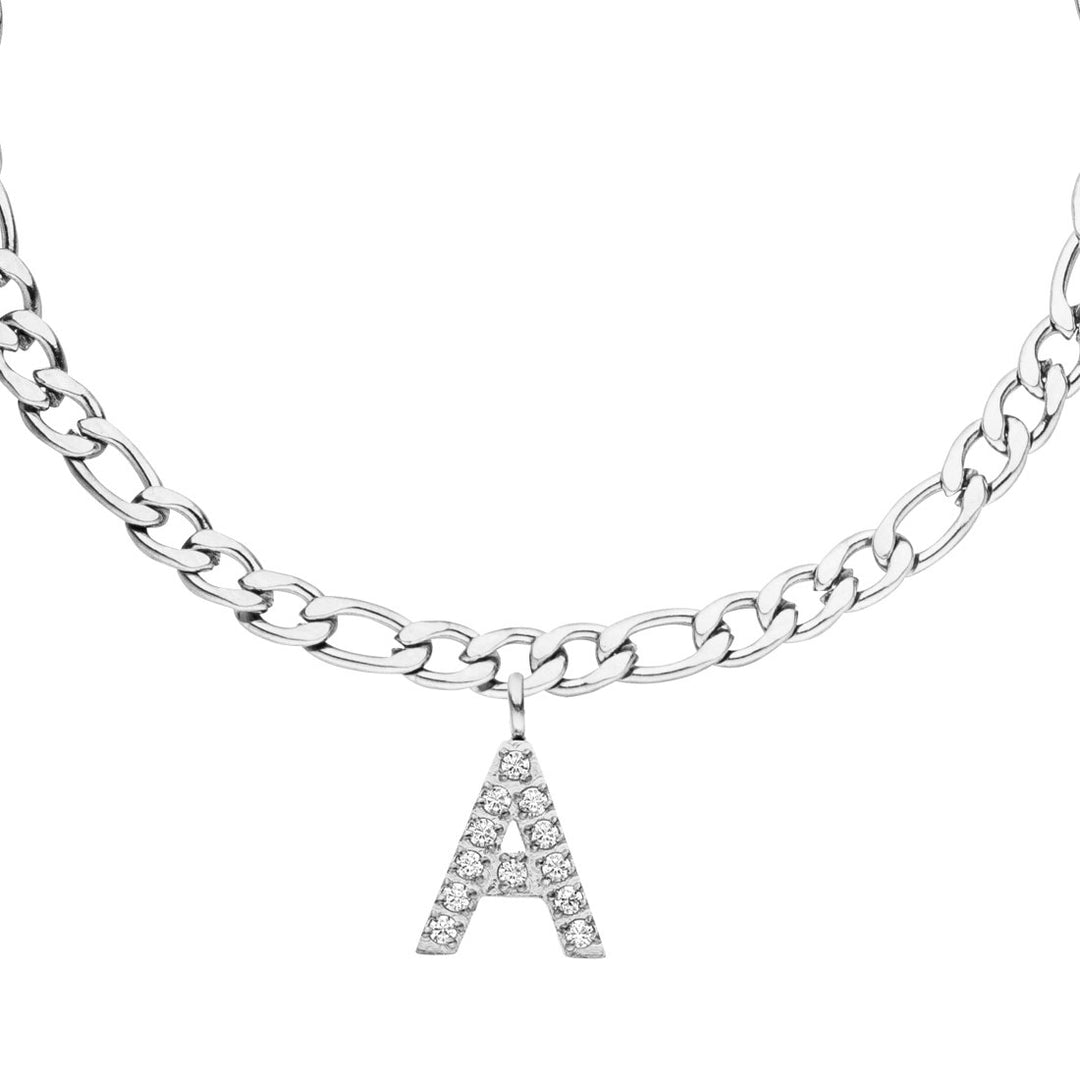Buchstaben Armband mit Anfangsbuchstabe silber Steinchen wasserfest