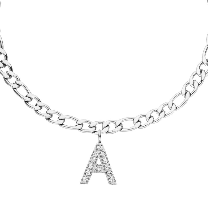 Buchstaben Armband mit Anfangsbuchstabe silber Steinchen wasserfest