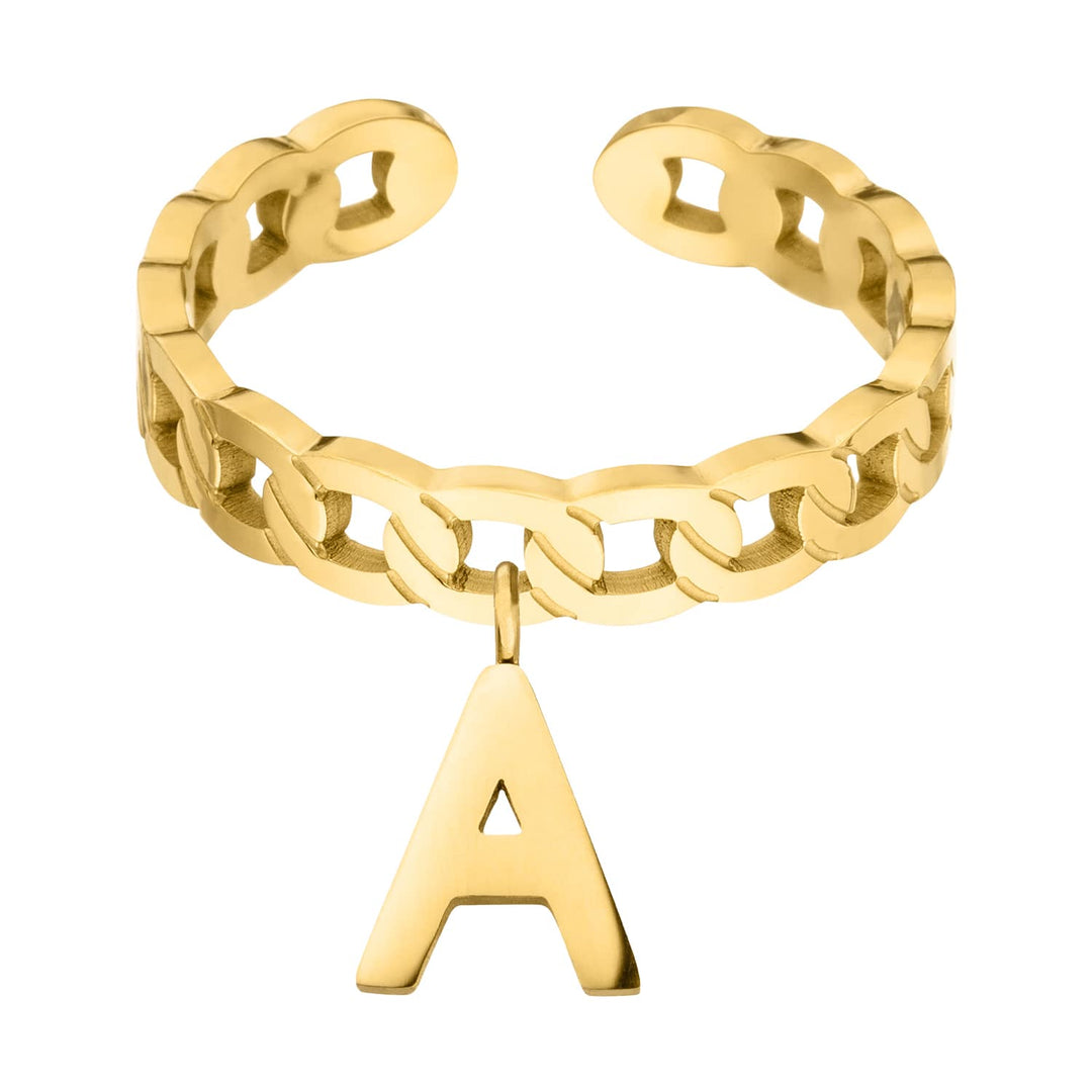 Buchstaben Ring Gold 18K vergoldet wasserfest