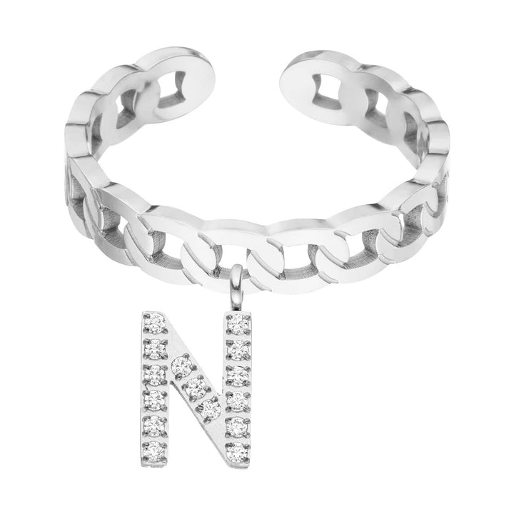 Buchstabenring Silber mit Zirkonia wasserfest