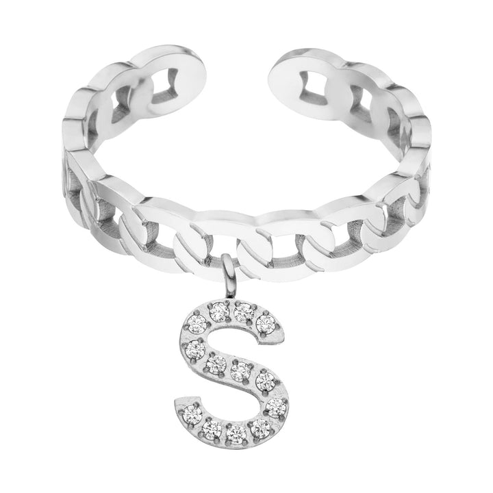 Buchstaben Ring Silber wasserfest Zirkonia