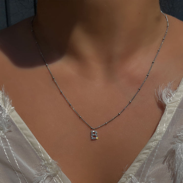 Buchstaben Kette silber Zirkonia B wasserfest Damen