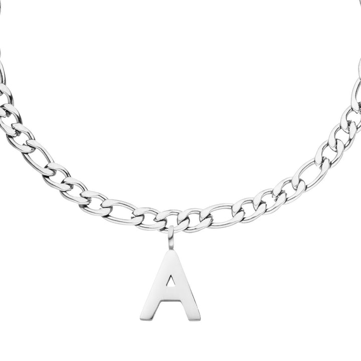Buchstabenfußkette mit Anfangs Buchstabe silber Figaro