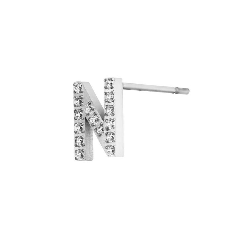 Buchstabenohrstecker silber wasserfest Zirkonia