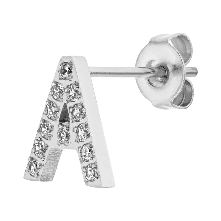 Buchstaben Ohrstecker silber wasserfest Zirkonia