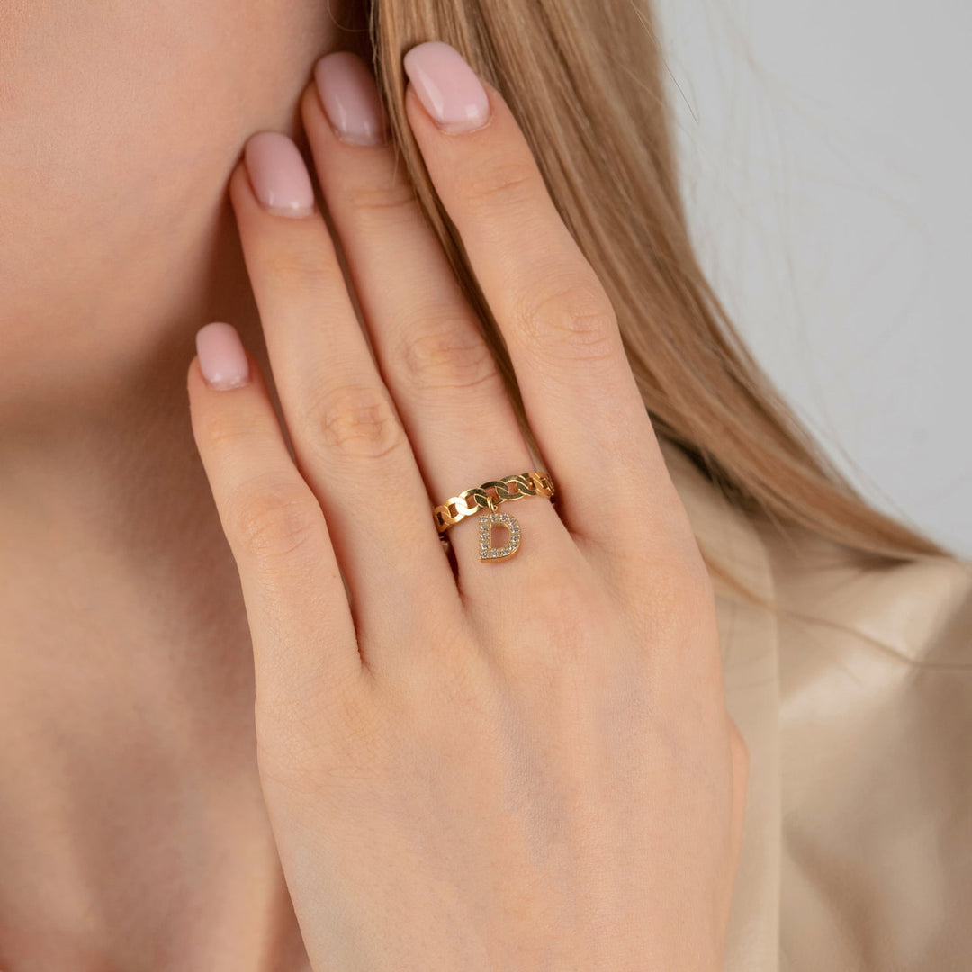 Buchstaben Ring gold Edelstahl 18K vergoldet