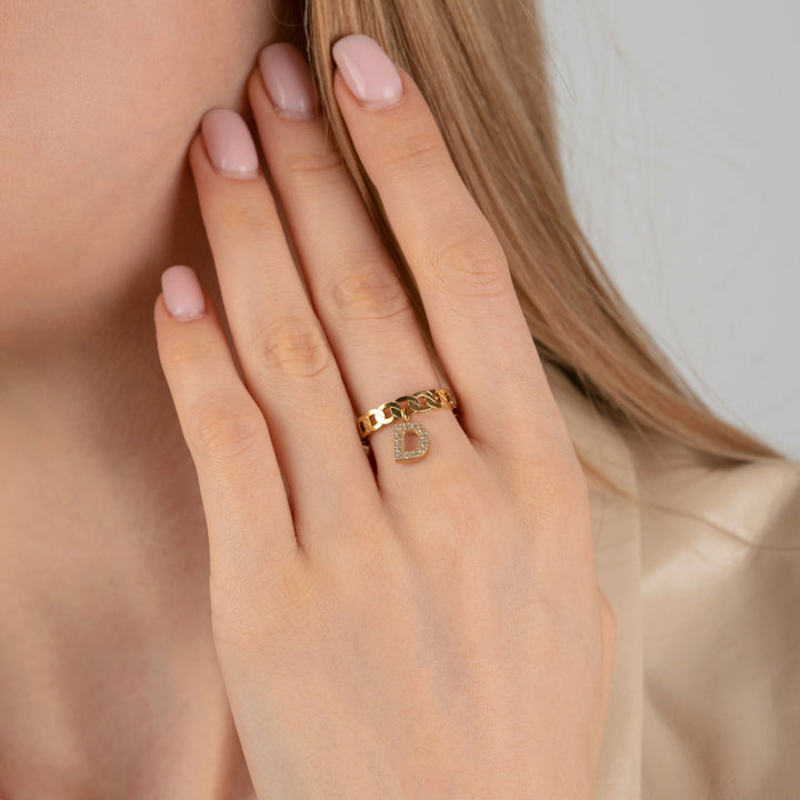 Buchstaben Ring gold Edelstahl 18K vergoldet