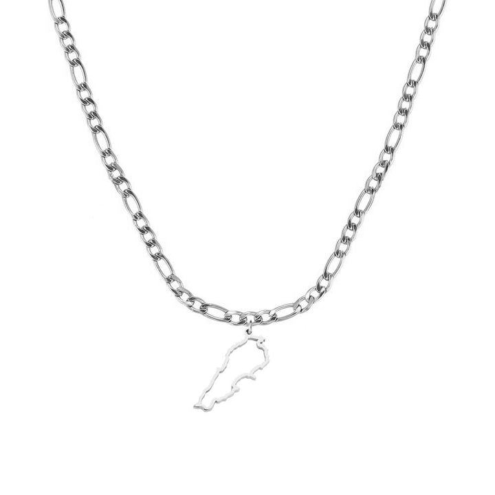Libanon Landumriss Kette silber Libanesische Länderkette Figaro