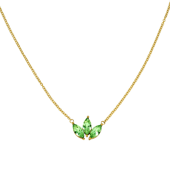 Lotus Blume Kette gold grün 18K vergoldet wasserfest
