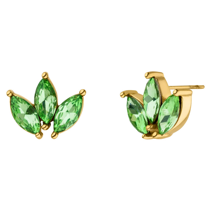 Lotus Blumen Ohrstecker grün gold 18K vergoldet