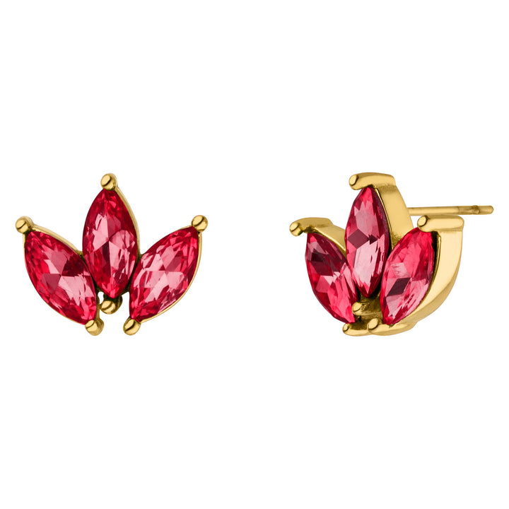 Lotus Blumen Ohrstecker rot gold 18K vergoldet