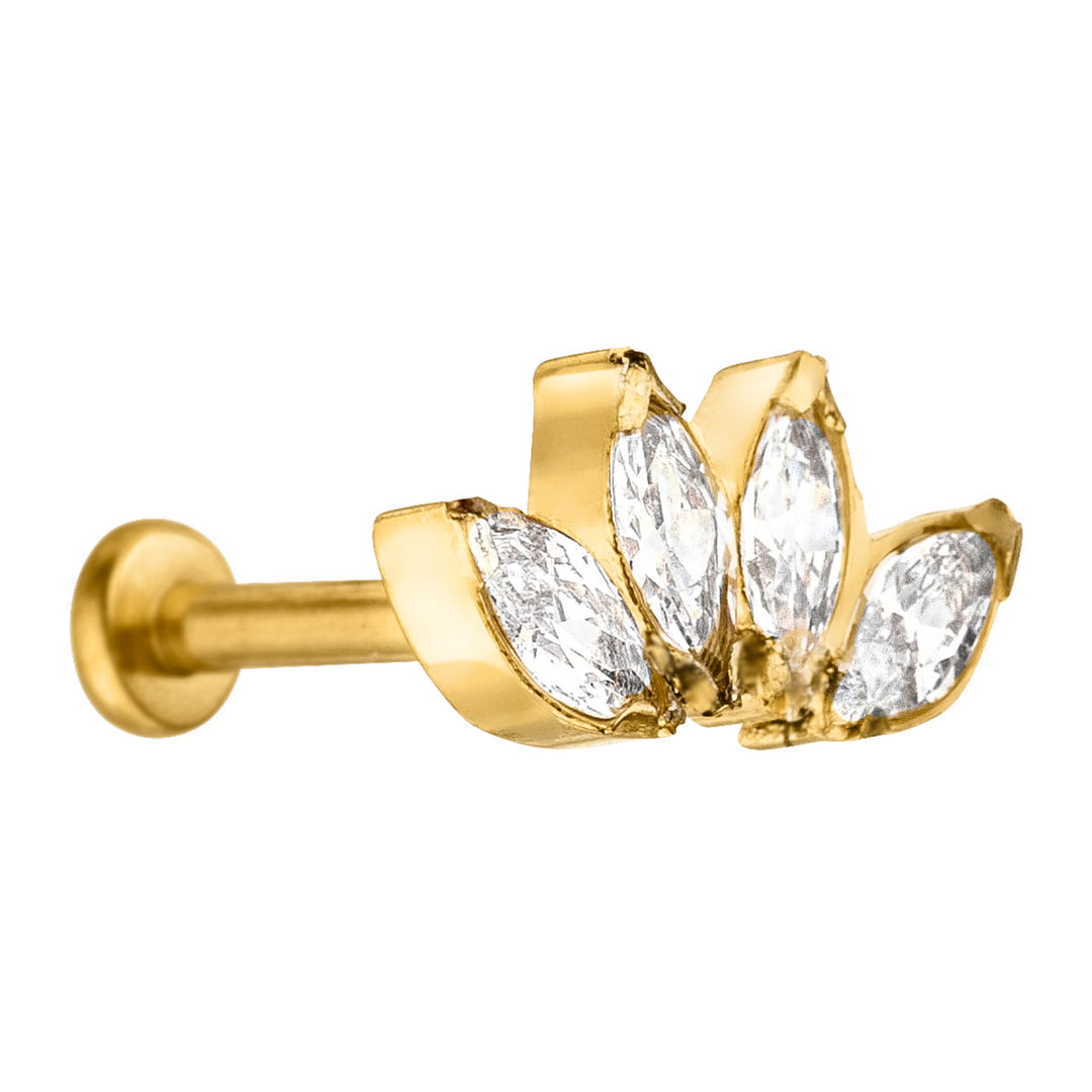 Lotus Piercing aus Titan 18K vergoldet Stecksystem Antiallergisch
