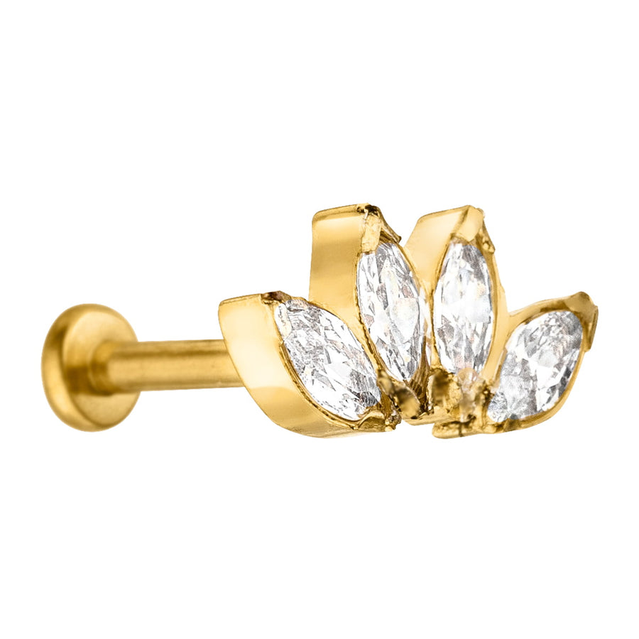 Lotus Piercing aus Titan 18K vergoldet Stecksystem Antiallergisch