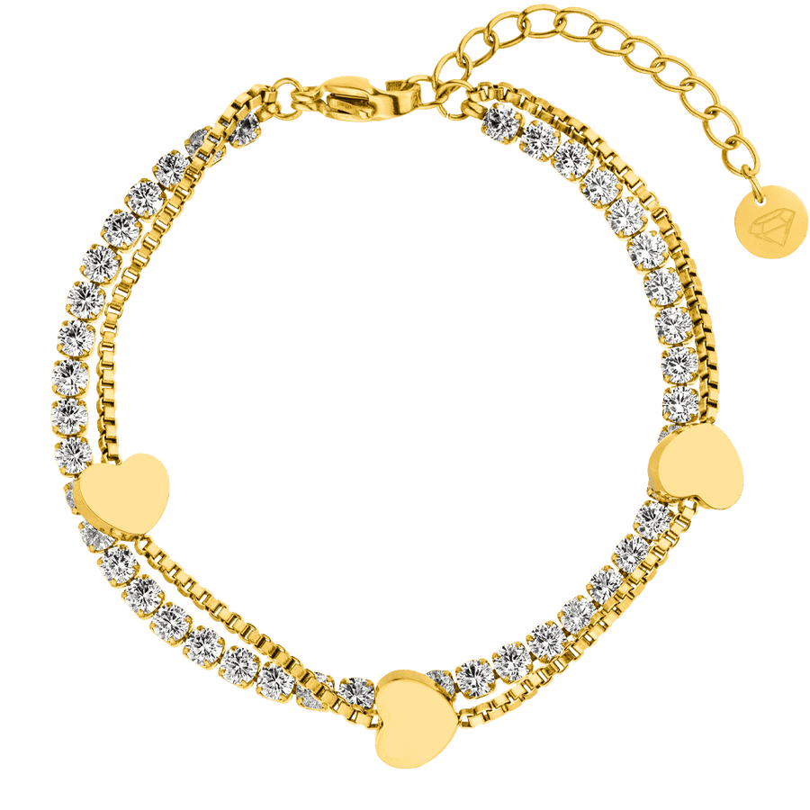 Tennis Armband mit Herzen gold 18K vergoldet wasserfest