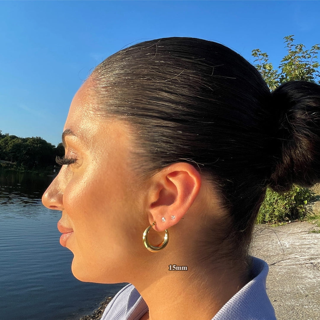 Wasserfeste Ohrringe groß gold 18K vergoldet dezent