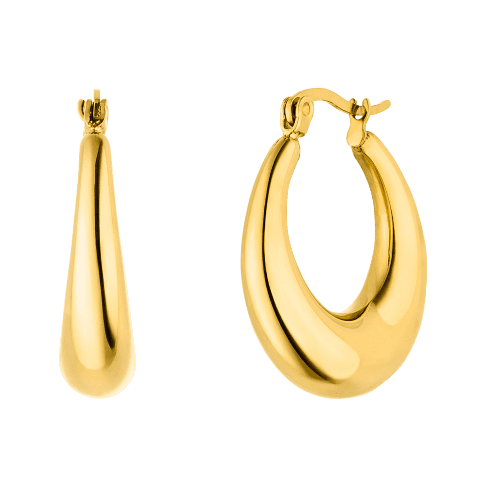 Dezente Kreolen große Ohrringe gold 18K vergoldet wasserfest