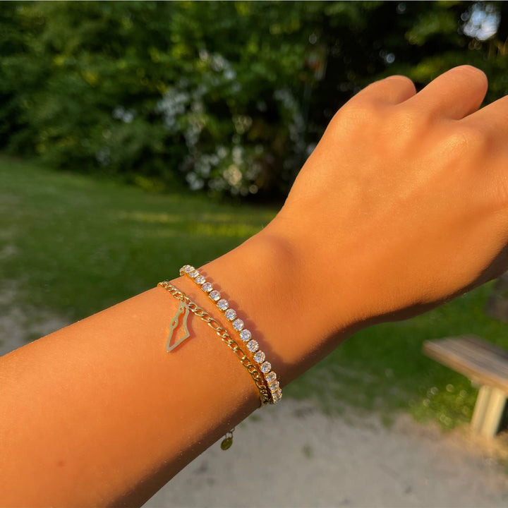 Tennis Armband größenverstellbar 18K vergoldet wasserfest