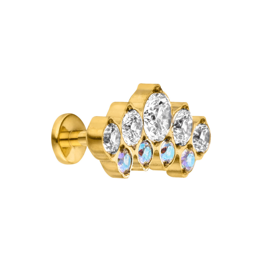 Titan Piercing gold Krone 18K vergoldet Zirkonia wasserfest