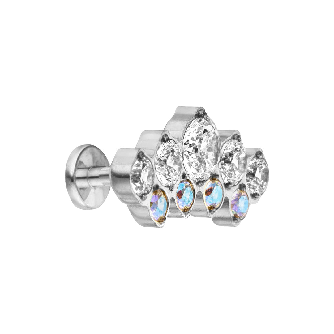 Titan Piercing Silber Krone Zirkonia wasserfest