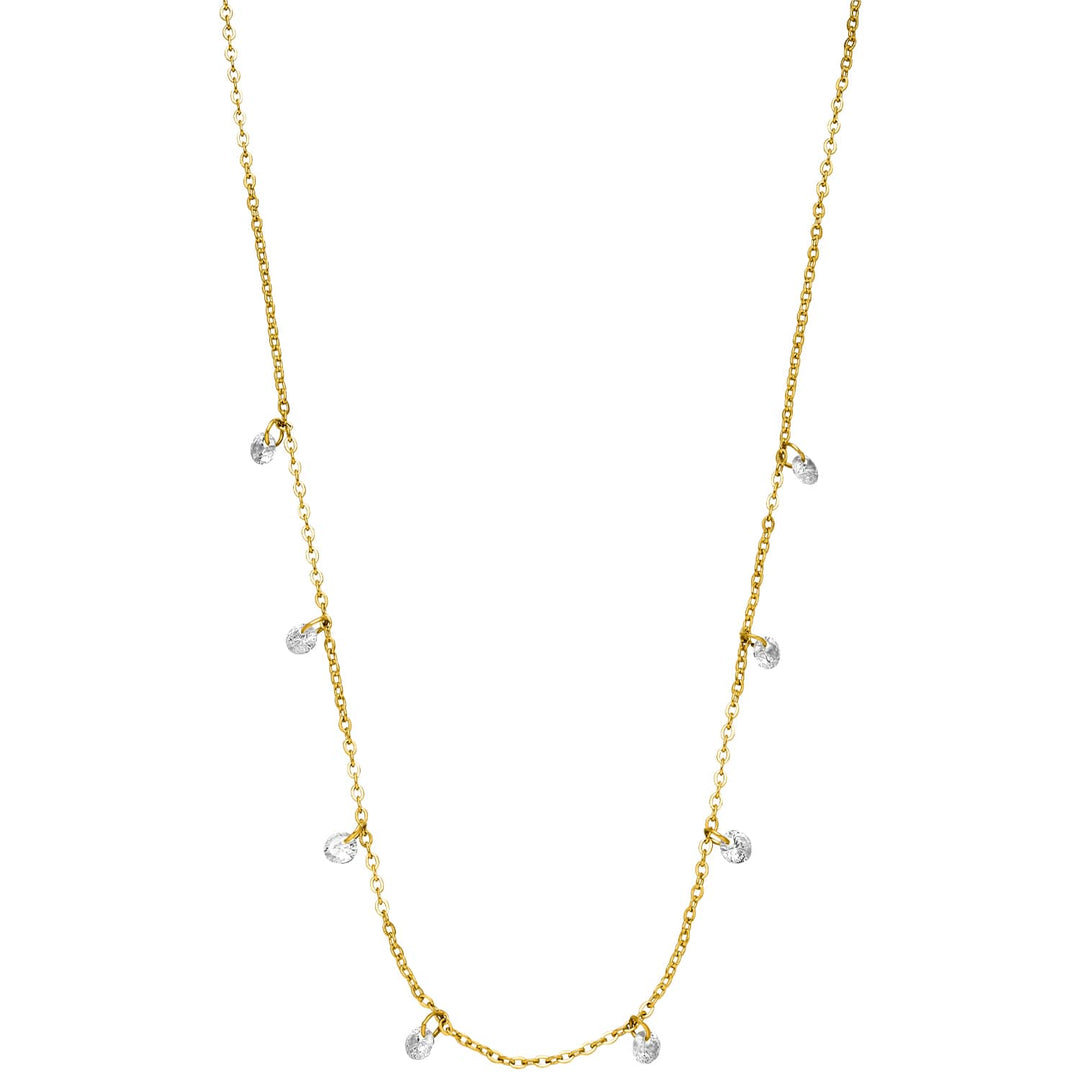 Kette mit Glitzer Steine 18K vergoldet wasserfest