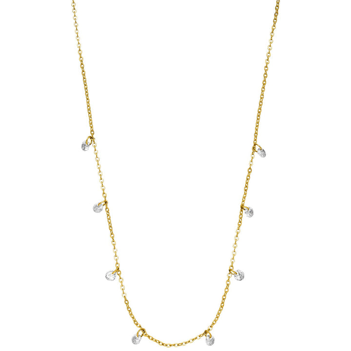Kette mit Glitzer Steine 18K vergoldet wasserfest