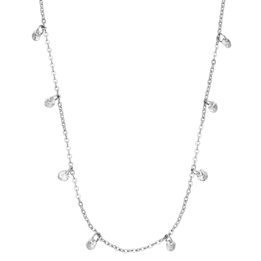 Glitzer Kette Silber wasserfest Damen Zirkonia Anhänger