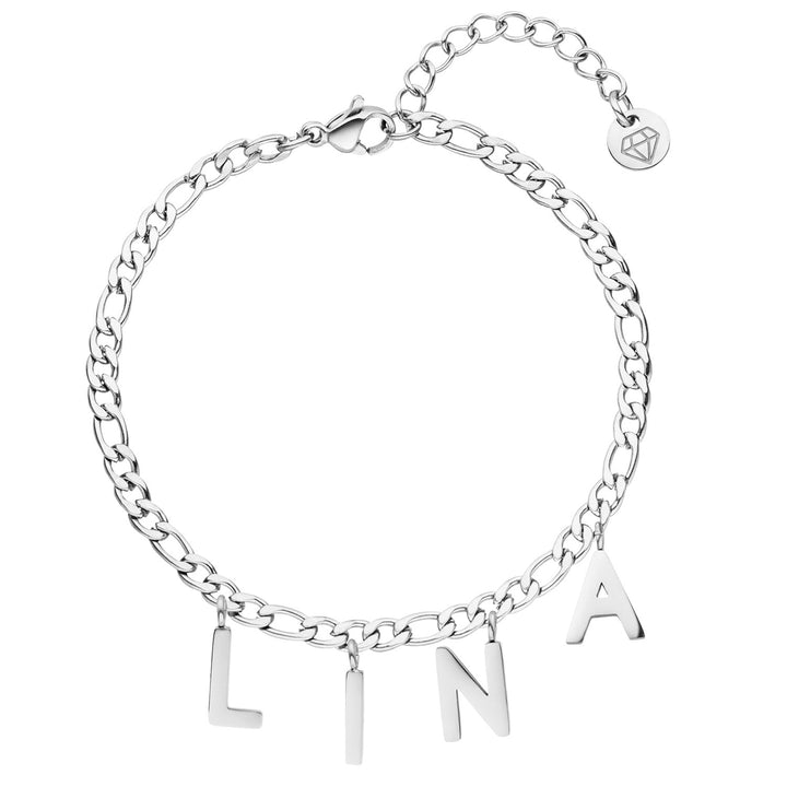 Buchstaben Armband silber wasserfest Edelstahl Namensarmband
