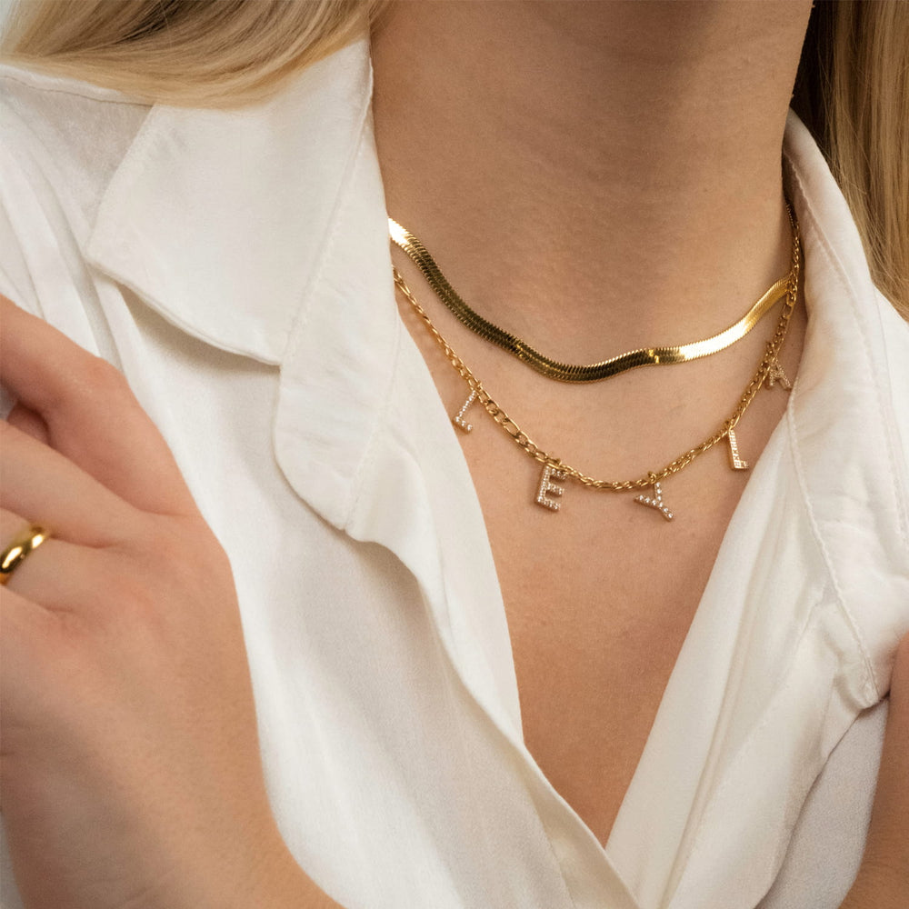 Personalisierte Kette mit Namen Gold wasserfest Buchstabenkette
