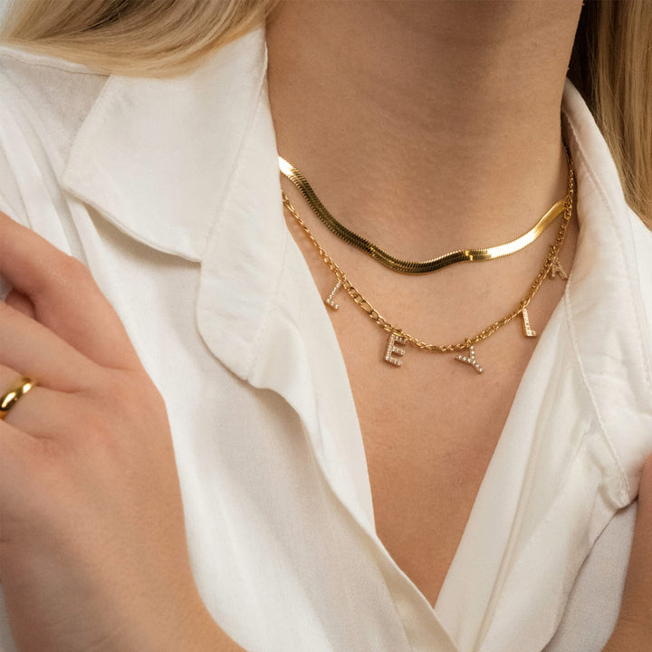 Personalisierte Kette mit Namen Gold wasserfest Buchstabenkette