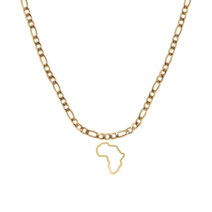 Afrika Kontinent Kette Edelstahl Gold Figaro wasserfest Afrikanische