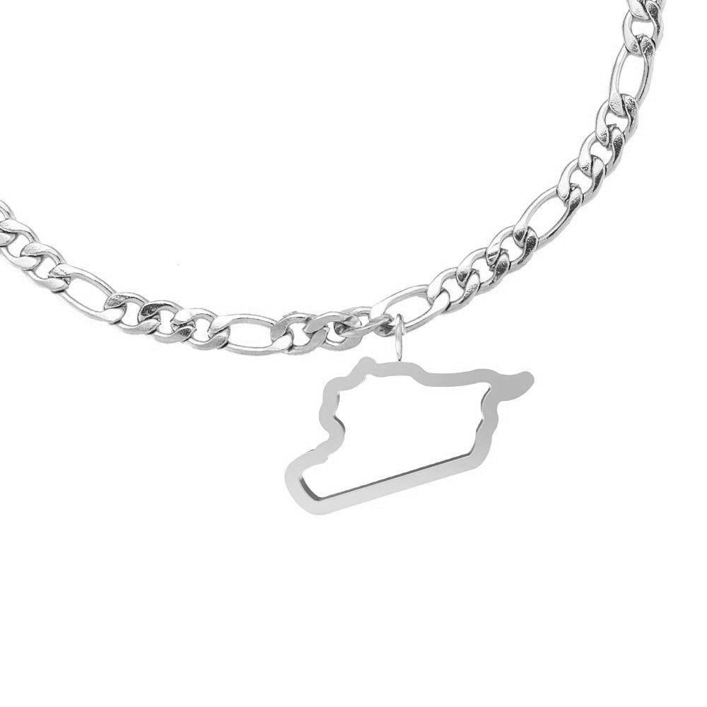 Syrien Armband silber wasserfest syrischer Landumriss Landanhänger