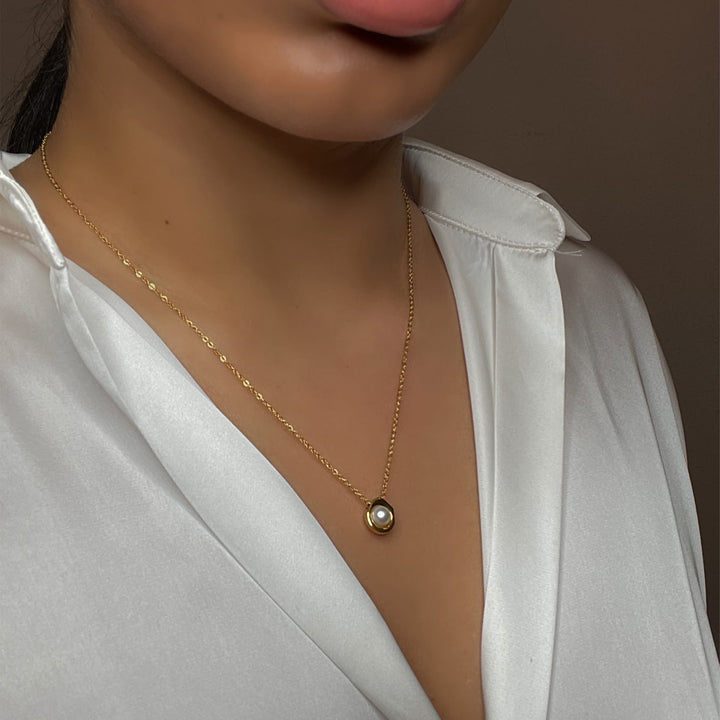 Perlen Kette 18K vergoldet wasserfest Frauen