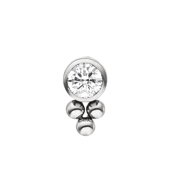 Piercing aus Titan Silber Drei Kügelchen Zirkonia