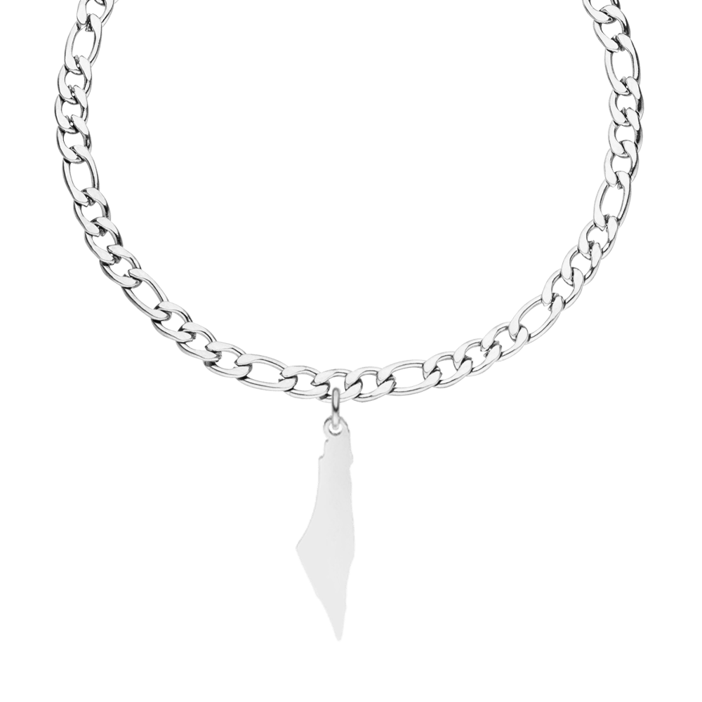 Palästina Armband silber Palästinenscher Landumriss Landanhänger wasserfest