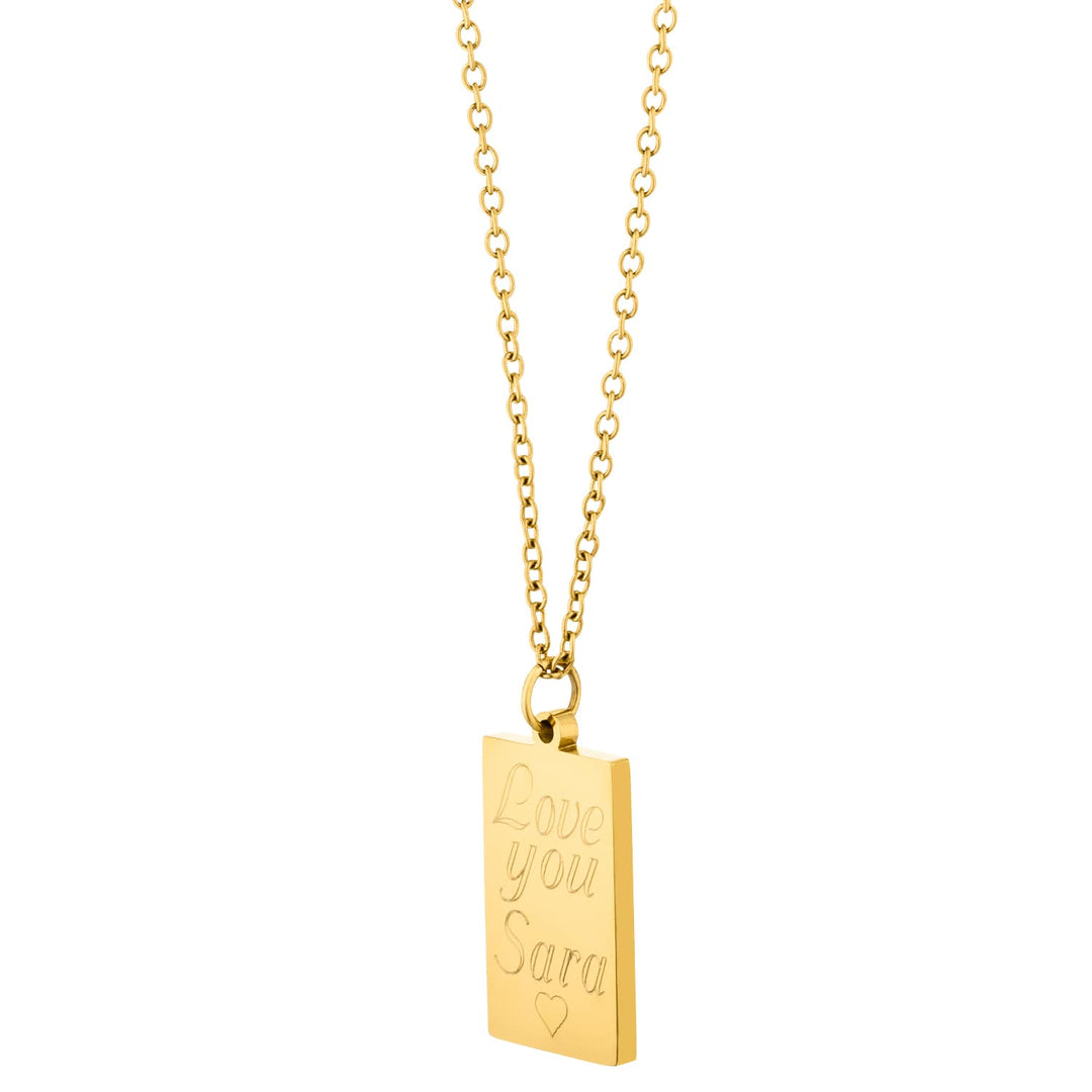 Personalisierte Kette mit Gravur Anhänger viereckig 18K vergoldet
